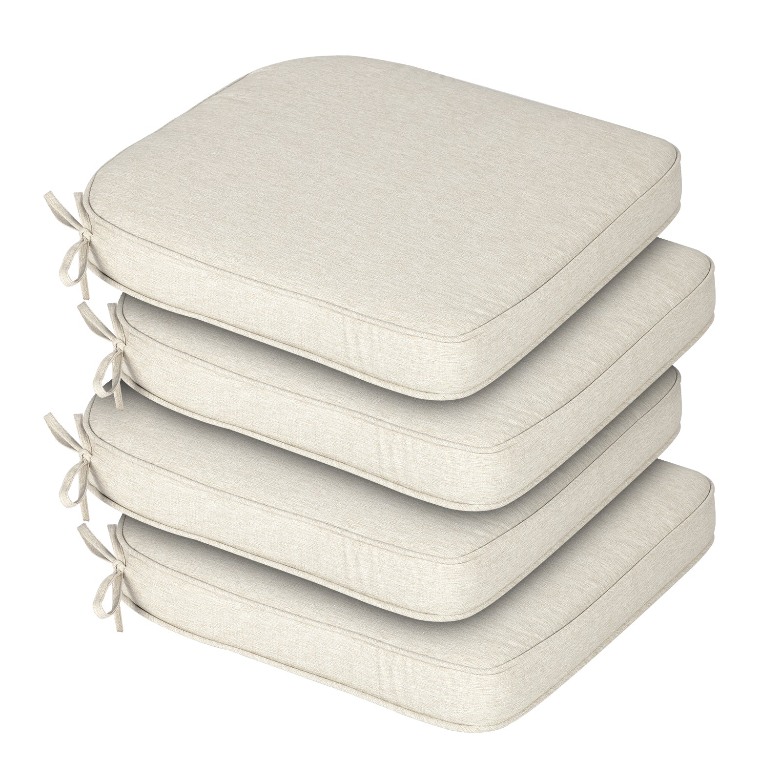 Outdoor Dining Chair Cushions Set, Patio Chair Pads with Ties, Khaki - Aoodor